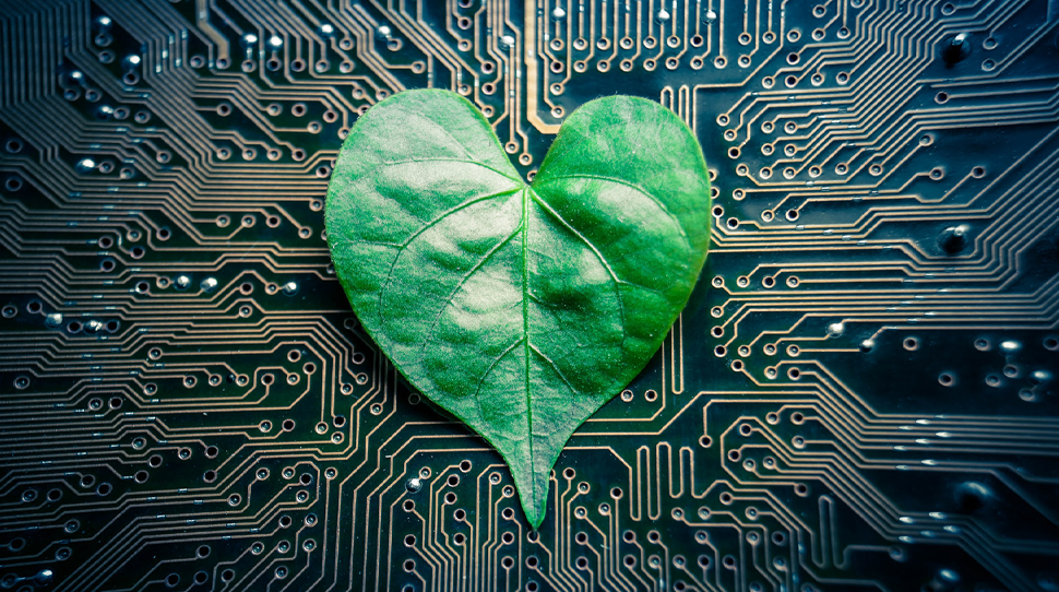 leaf | digital | green | blue | gold | AI | environment | global warming